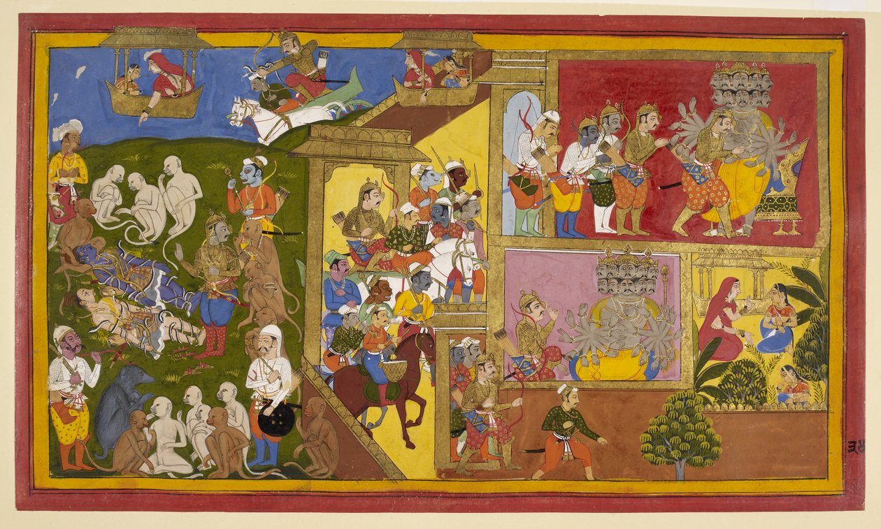 Add.15297 (1)، f.34 Sahibdin and Workshop، Rama and Lakshmana Bound، من 
