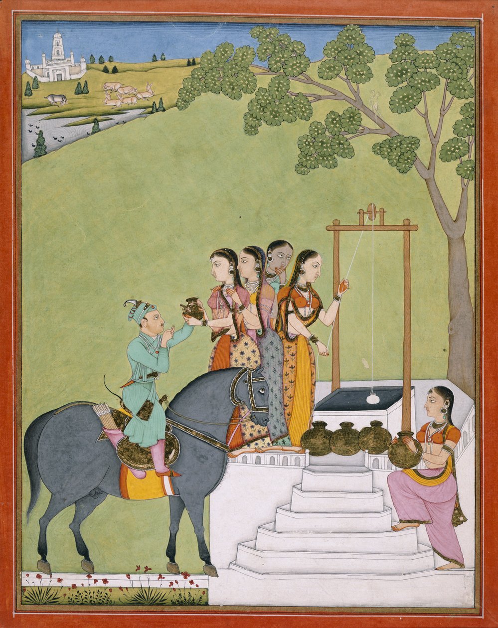 أضف Or 3846 أميرًا في بئر ، حوالي عام 1780 (ألوان مائية على ورق) بواسطة المدرسة الهندية