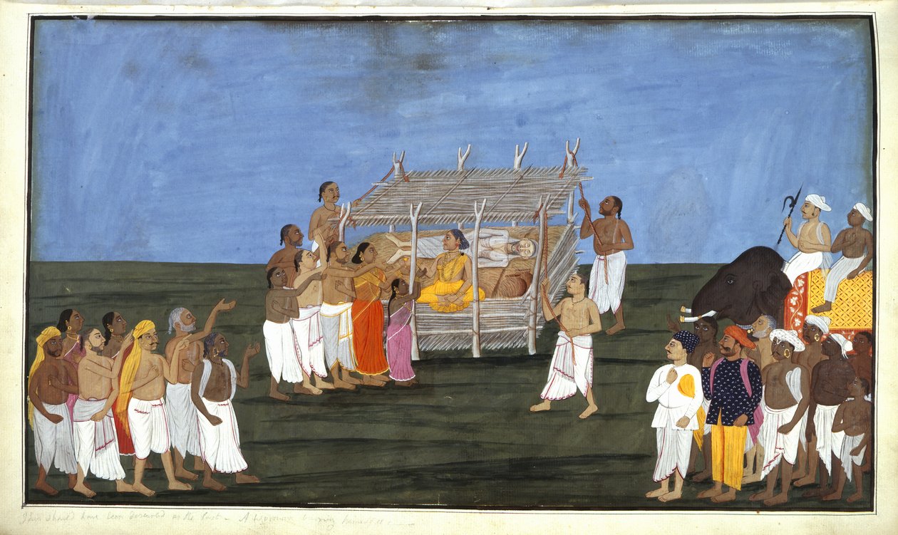 أضف أو 4356 حفل براهمين ، رسم توضيحي من "حياة البراهمة" ، حوالي 1820 (ألوان مائية على ورق) بواسطة المدرسة الهندية