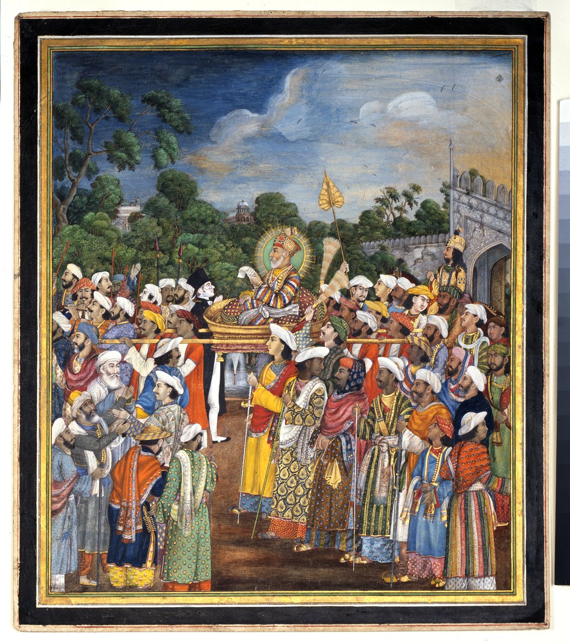 أكبر شاه الثاني يستقبل المقيم البريطاني ، 1810 بواسطة المدرسة الهندية