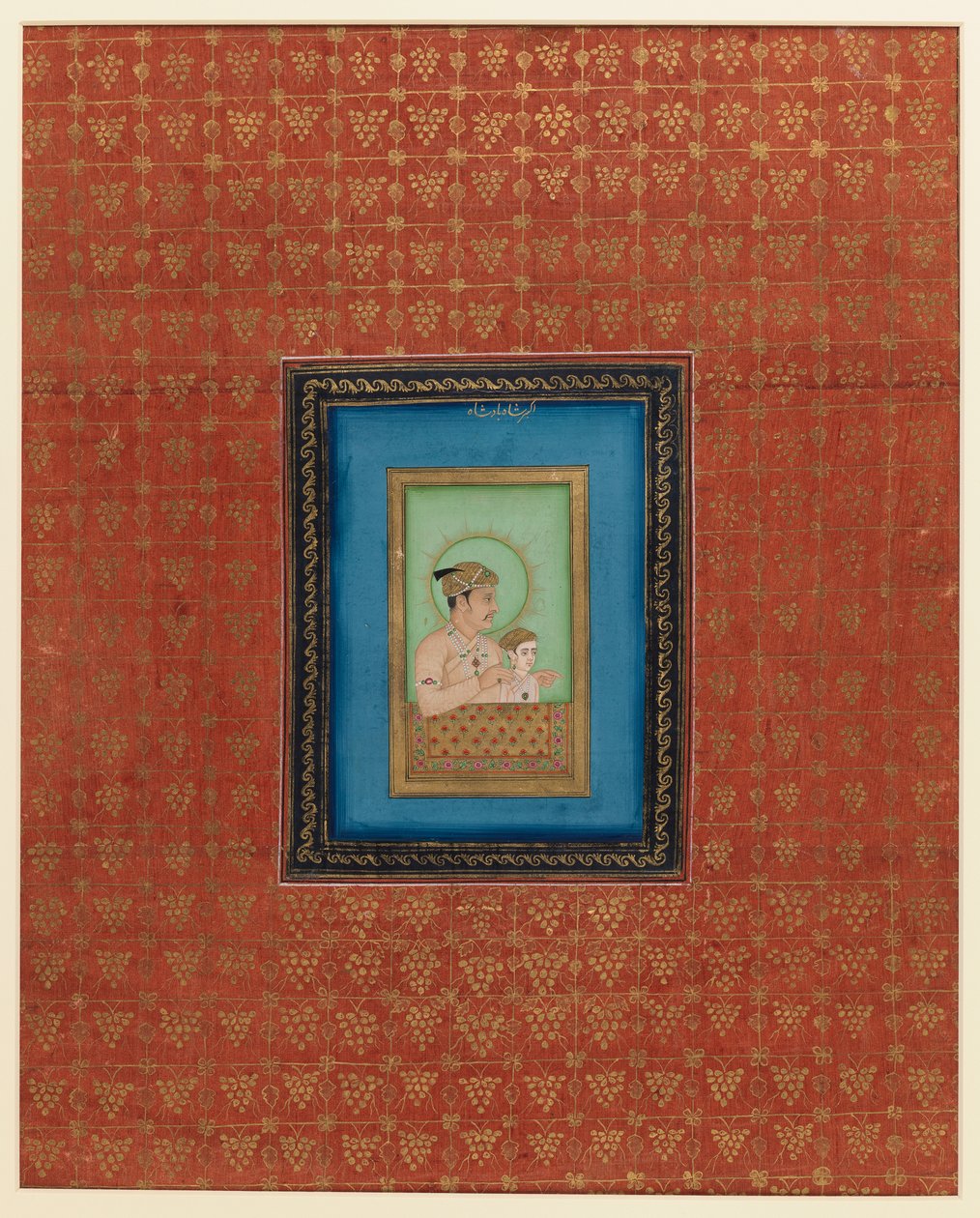 أكبر وأحد أبنائه أو أحفاده ، 1875-1900 (مرحاض غير شفاف وذهب على ورق) بواسطة المدرسة الهندية
