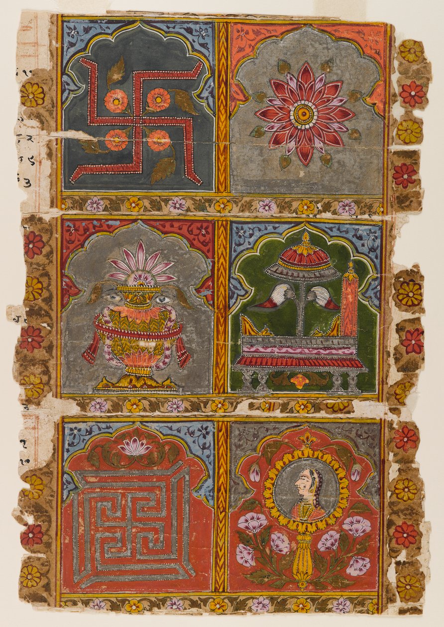جزء من Jain Vijnaptipatra ، c.1725-1750 (مرحاض غير شفاف على الورق) بواسطة المدرسة الهندية