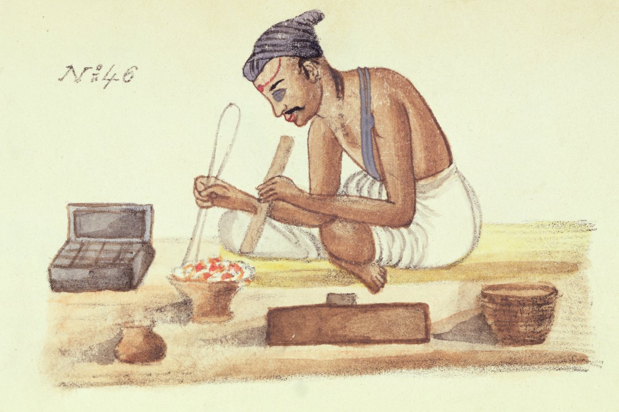 Goldsmith ، من "ملخص لطوائف الهند المختلفة" ، بقلم فينكاتا راماسفاني ، نشر مدراس 1837 (ليثو ملون) بواسطة المدرسة الهندية