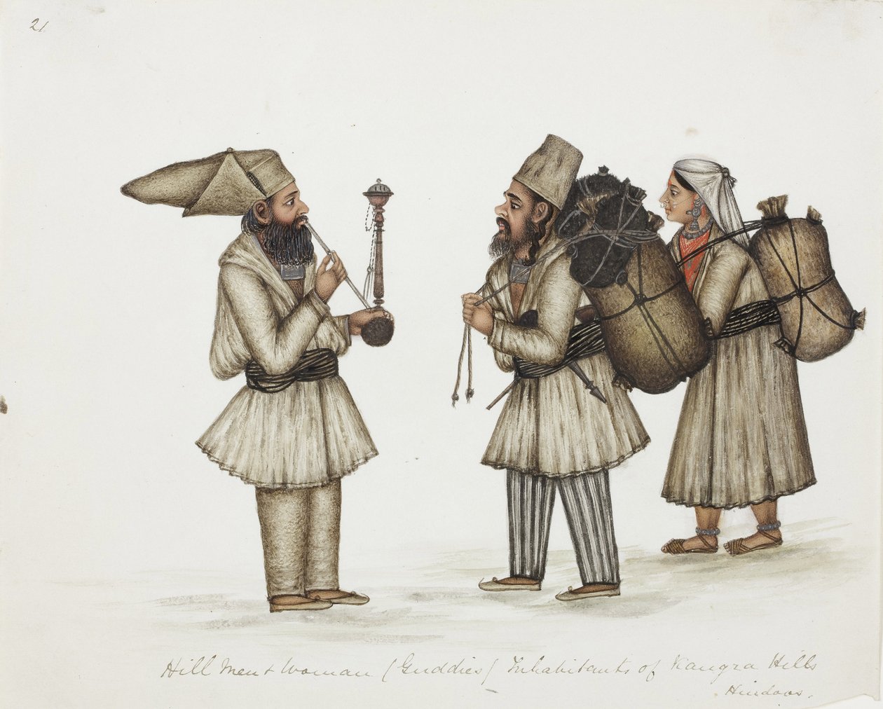 تل رجل وامرأة (Guddies) من سكان Kangra Hills Hindoos ، c.1840 (مرحاض غير شفاف على الورق) بواسطة المدرسة الهندية