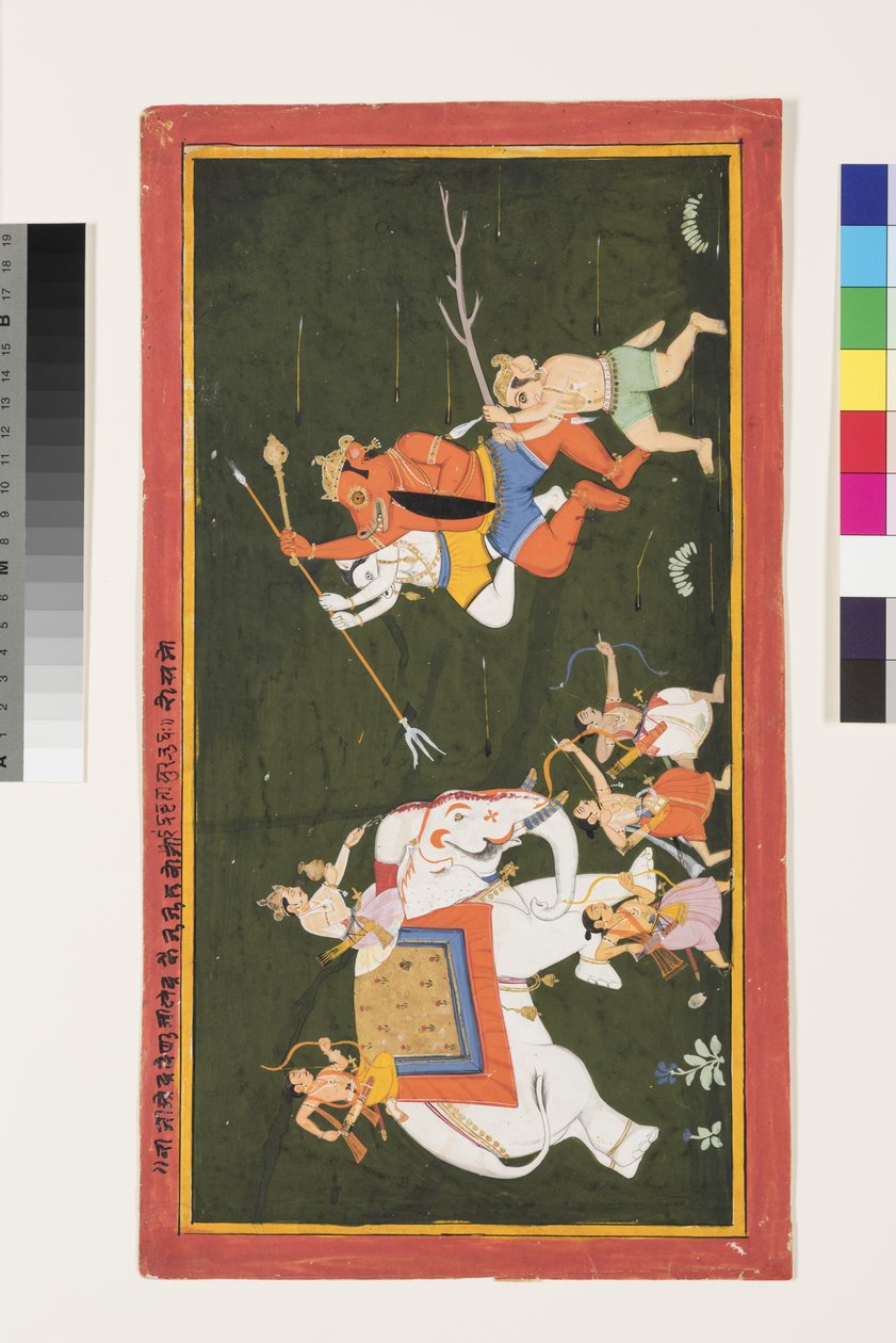 يحارب إندرا الشيطان Vritrasura ، 1680-1700 بواسطة المدرسة الهندية