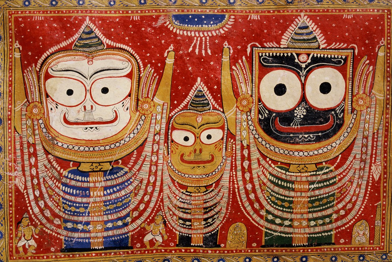 Jagannath ، رسمت على جدار منزل (لوحة جدارية) بواسطة المدرسة الهندية