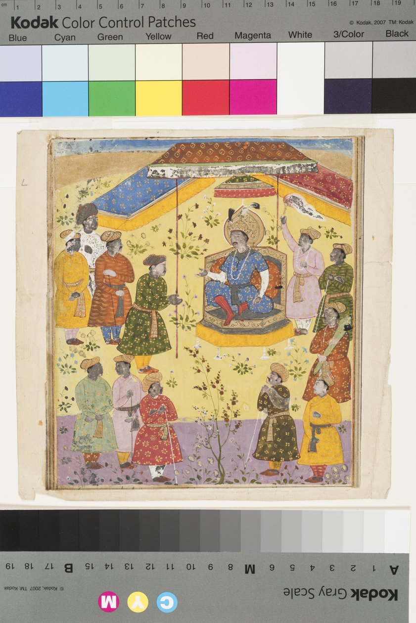 Kavus يحمل المحكمة ، c.1610 بواسطة المدرسة الهندية
