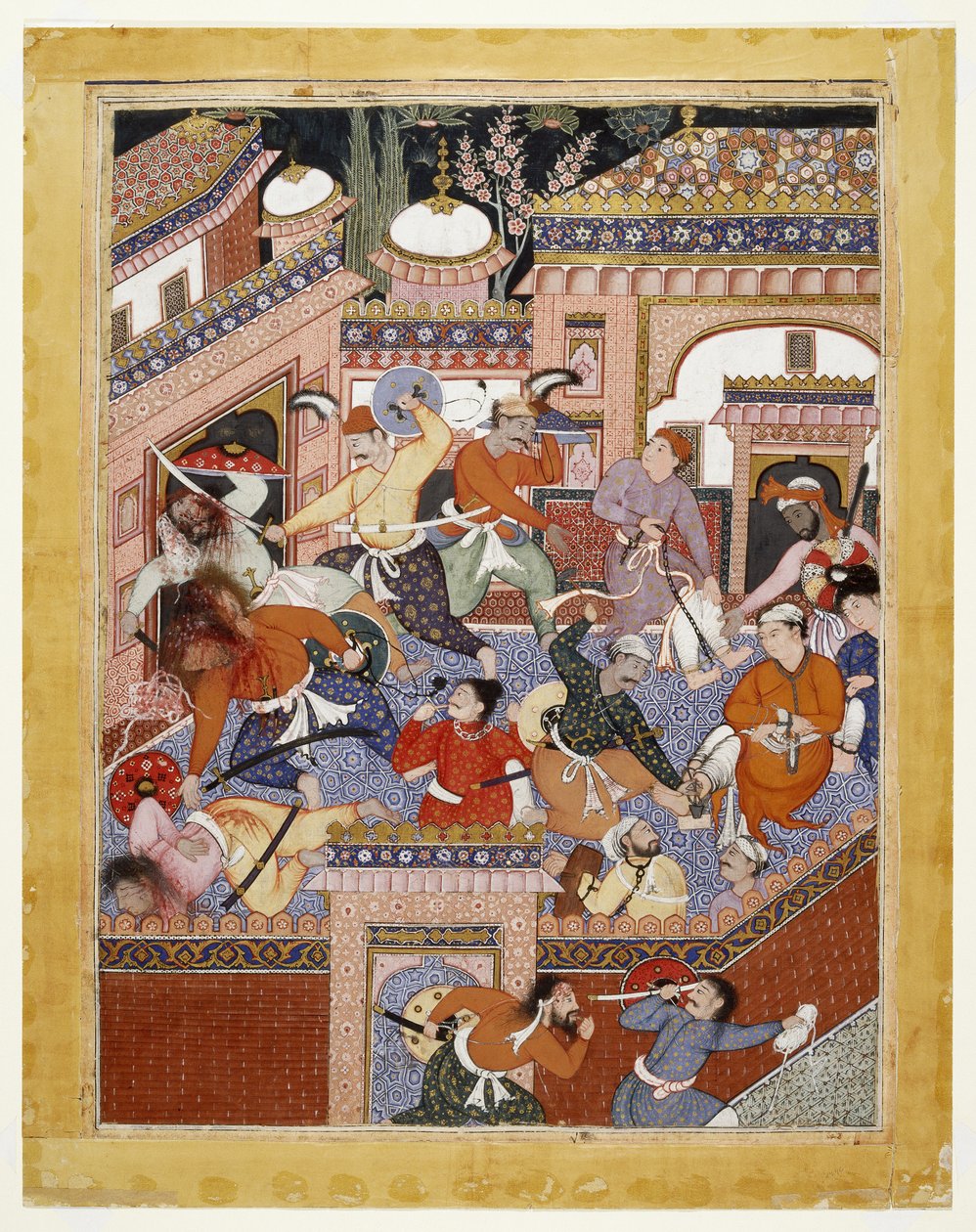 بقيادة Songhur Balkhi و Lulu the Spy ، قام الأيارون بشق حناجر حراس السجن وسعيد الحرة Farrukh-Nizhad ، 1557-1572 (ألوان مائية مبهمة وذهب على قماش قطني) بواسطة المدرسة الهندية