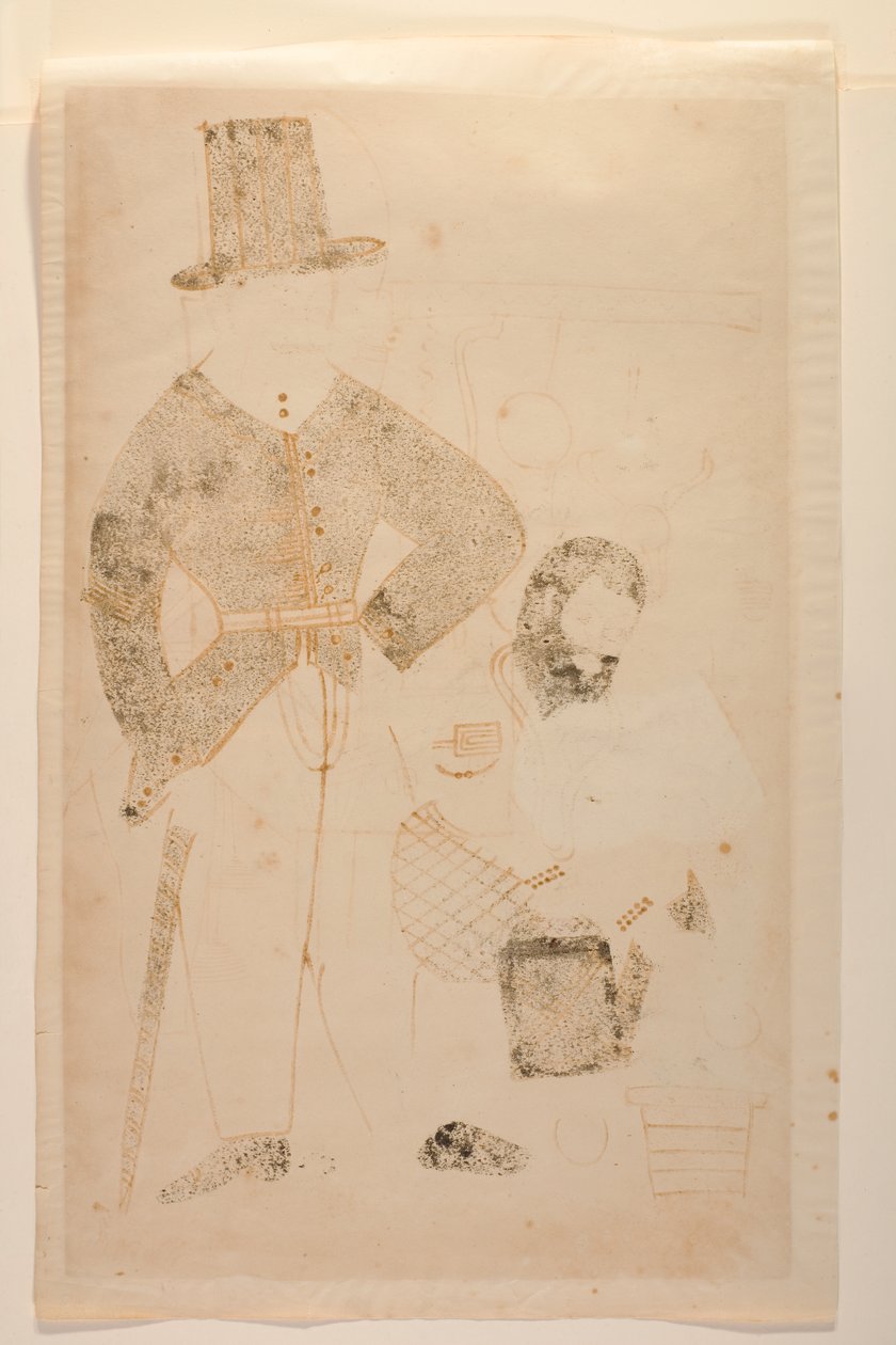 ماهانت يدير معصرة الزيت في السجن ، ألبوم كاليغات ، 1880 (ألوان مائية) بواسطة المدرسة الهندية