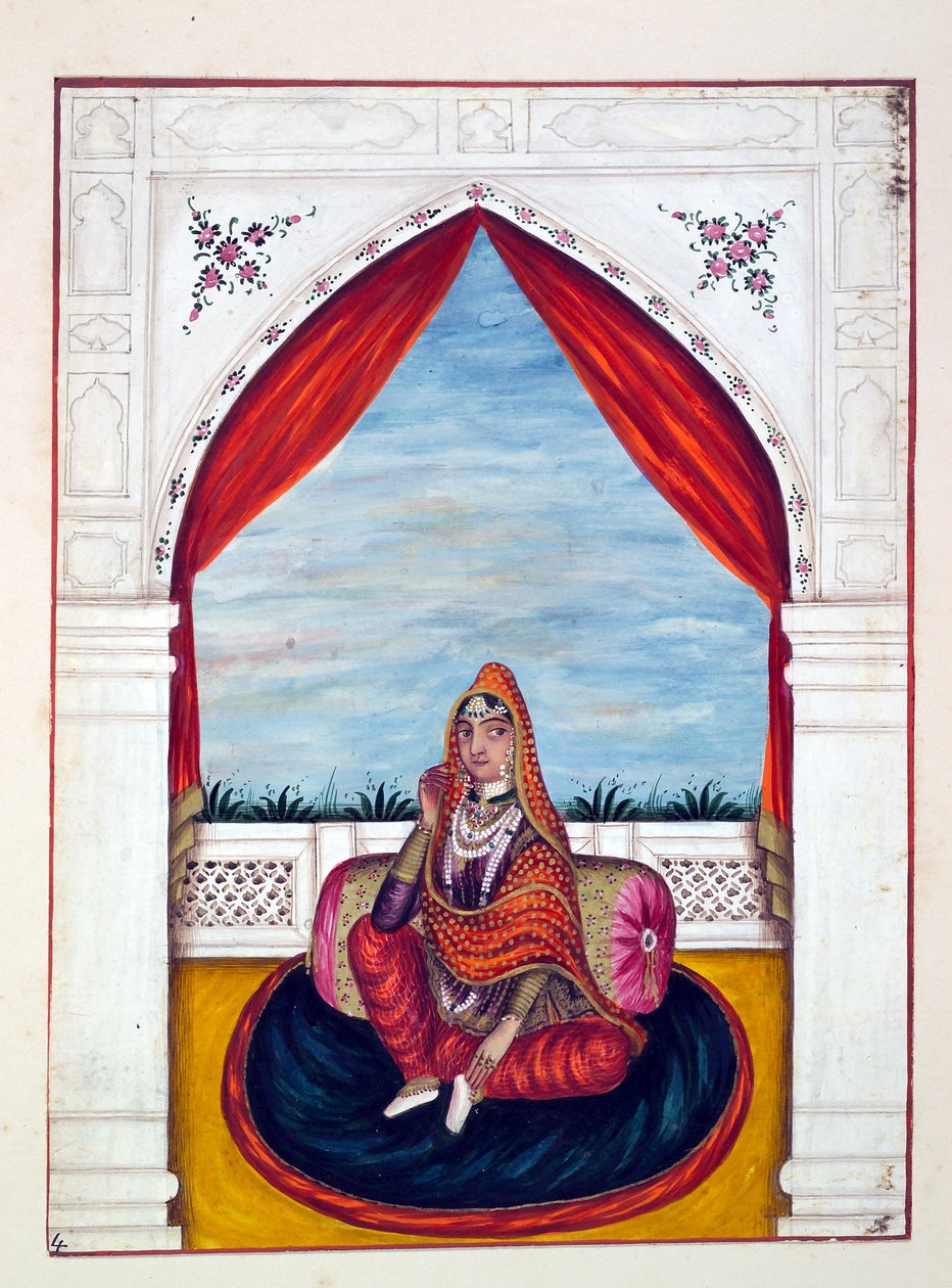 Maharani Chand Kaur ، من مملكة البنجاب ، حكامها ورؤسائها ، المجلد الأول ، مجلد من 27 دراسة مائية بالألوان المائية لفنان هندي غير معروف ، c.1840 (مرحاض على ورق) بواسطة المدرسة الهندية
