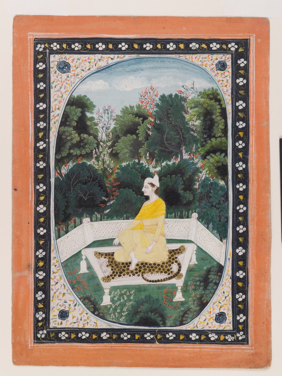 رجل يتأمل في محيط حديقة ، 1820-40 (مرحاض على ورق) بواسطة المدرسة الهندية