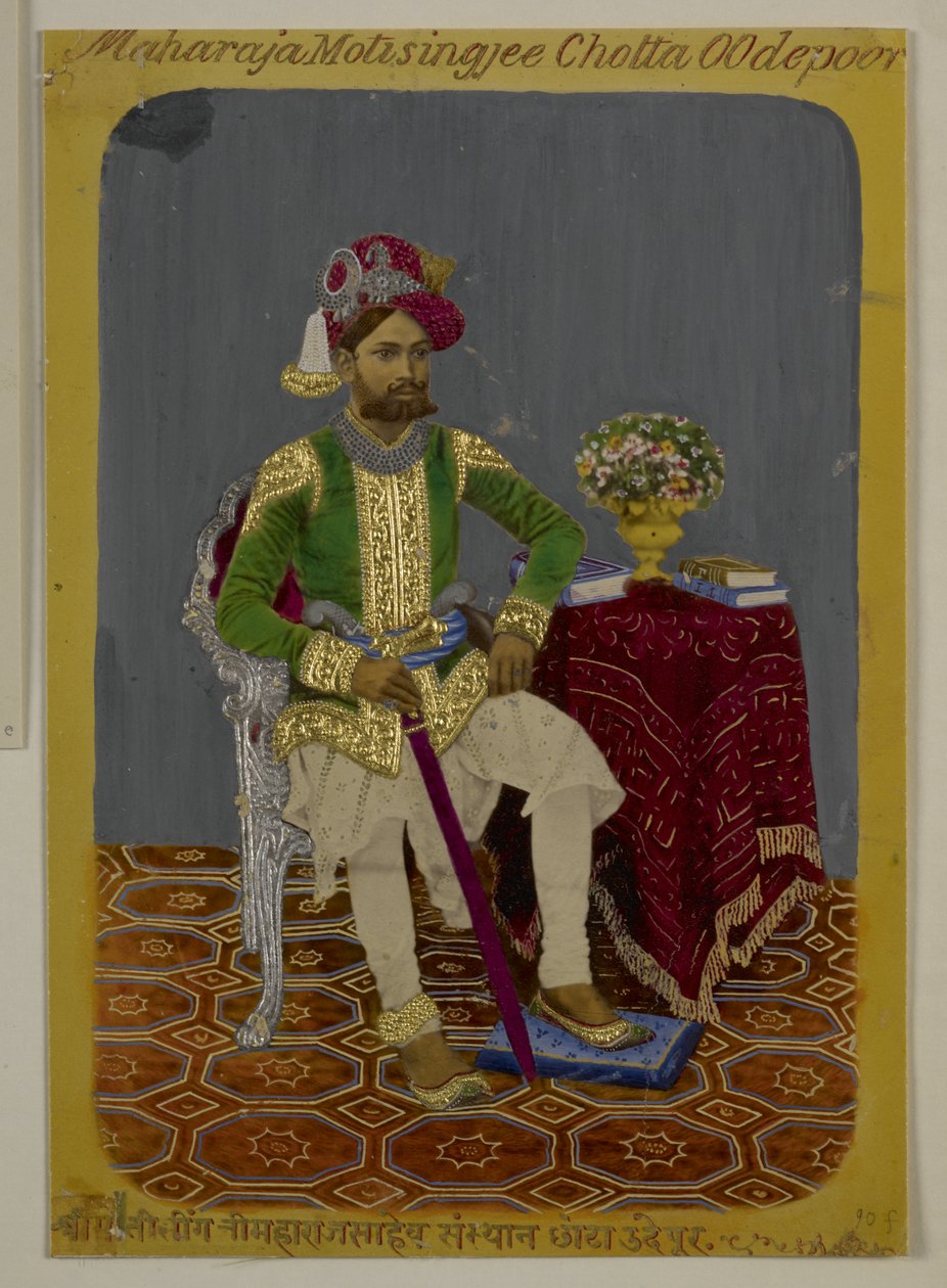 Mss Eur G.38 / 2 f.90 Moti Singh من أودايبور ، حوالي 1870 (ألوان مائية وذهبية على ورق) بواسطة المدرسة الهندية