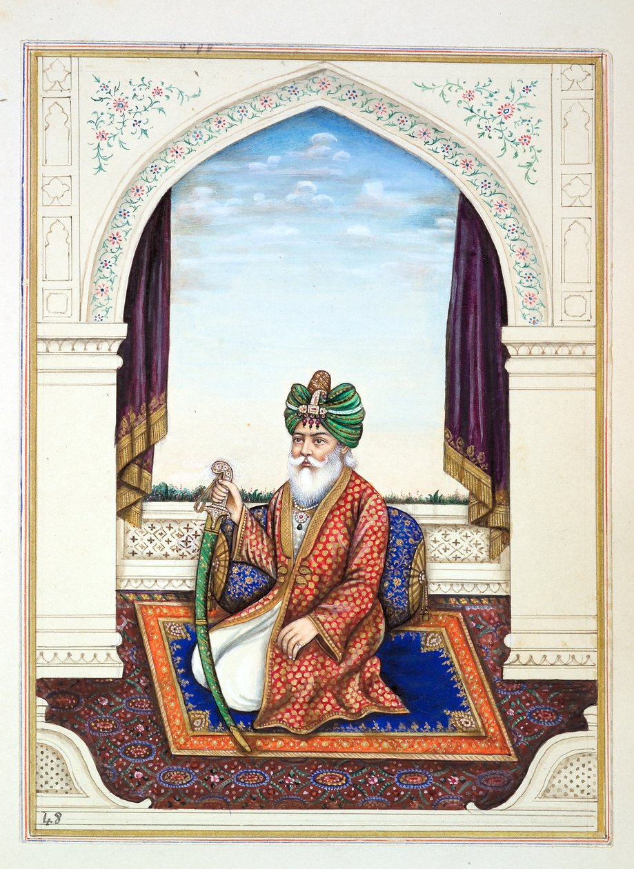 نواب مظفر خان (مولتاني) ، من مملكة البنجاب ، حكامها ورؤسائها ، المجلد الثاني ، مجلد من 30 دراسة مائية بالألوان المائية لفنان هندي مجهول ، c.1840 (مرحاض على ورق) بواسطة المدرسة الهندية
