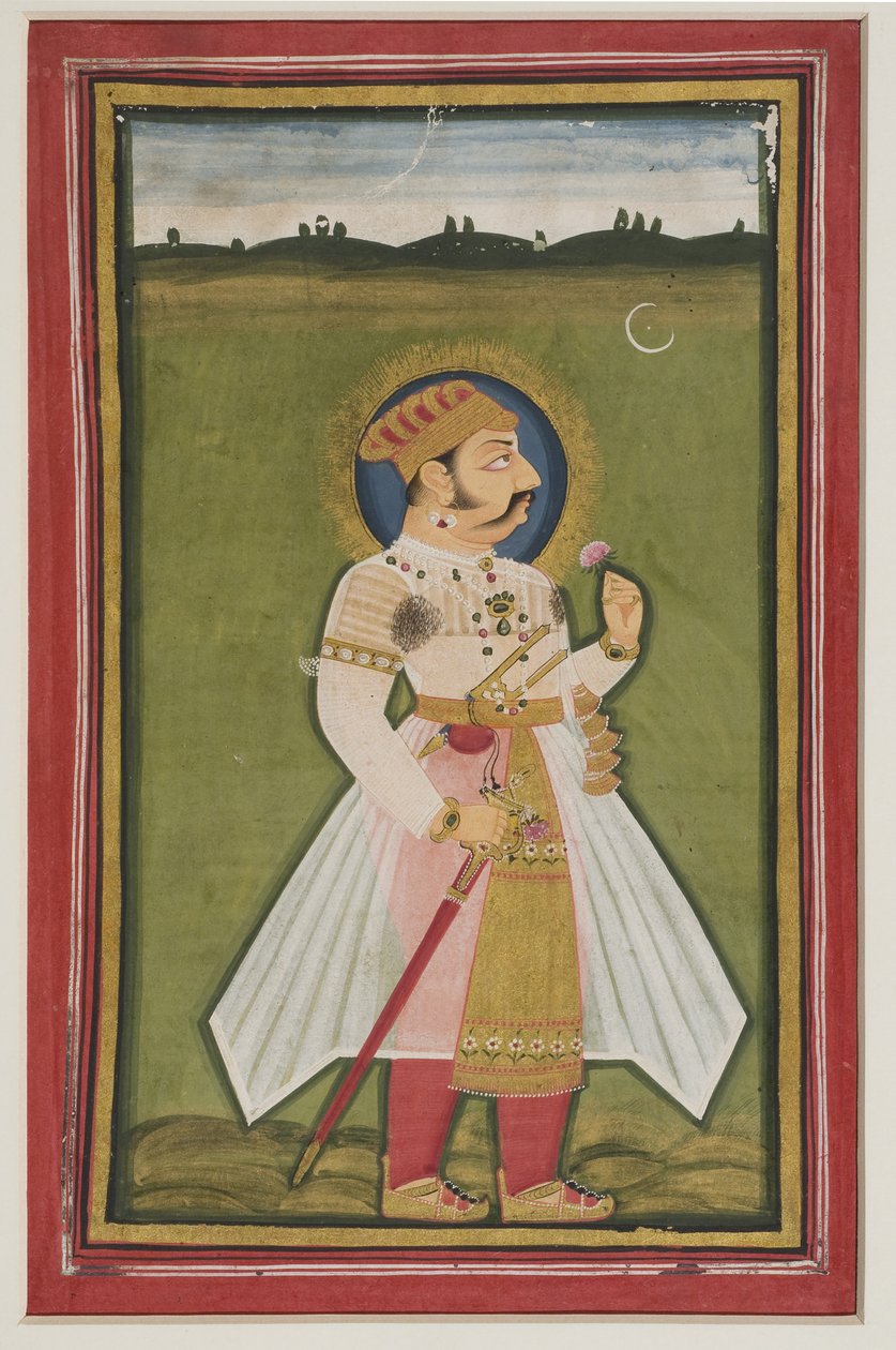 صورة كومبا رانا أودايبور 1820 (غواش على ورق هندي) بواسطة المدرسة الهندية