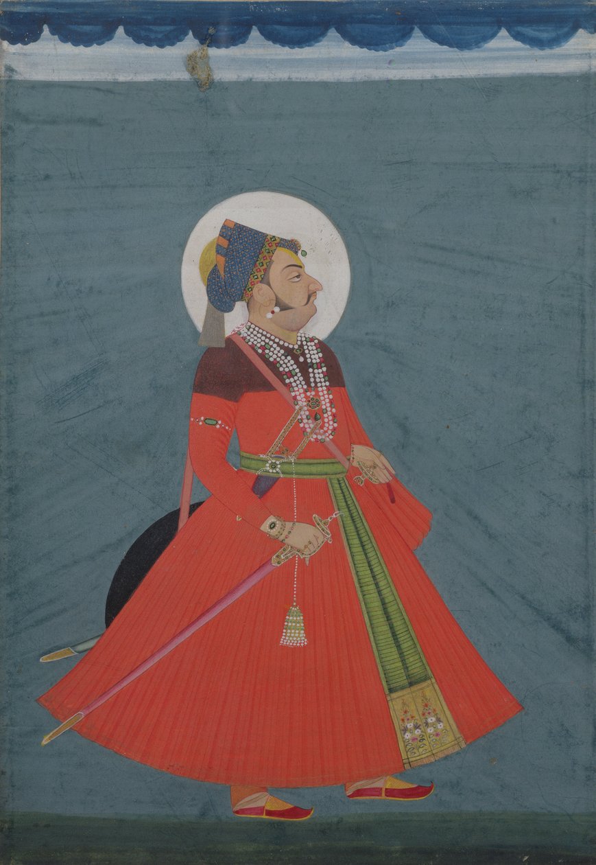 صورة للمهراجا أجيت سينغ من جودبور (1678-1724) جودبور ، القرن التاسع عشر بواسطة المدرسة الهندية