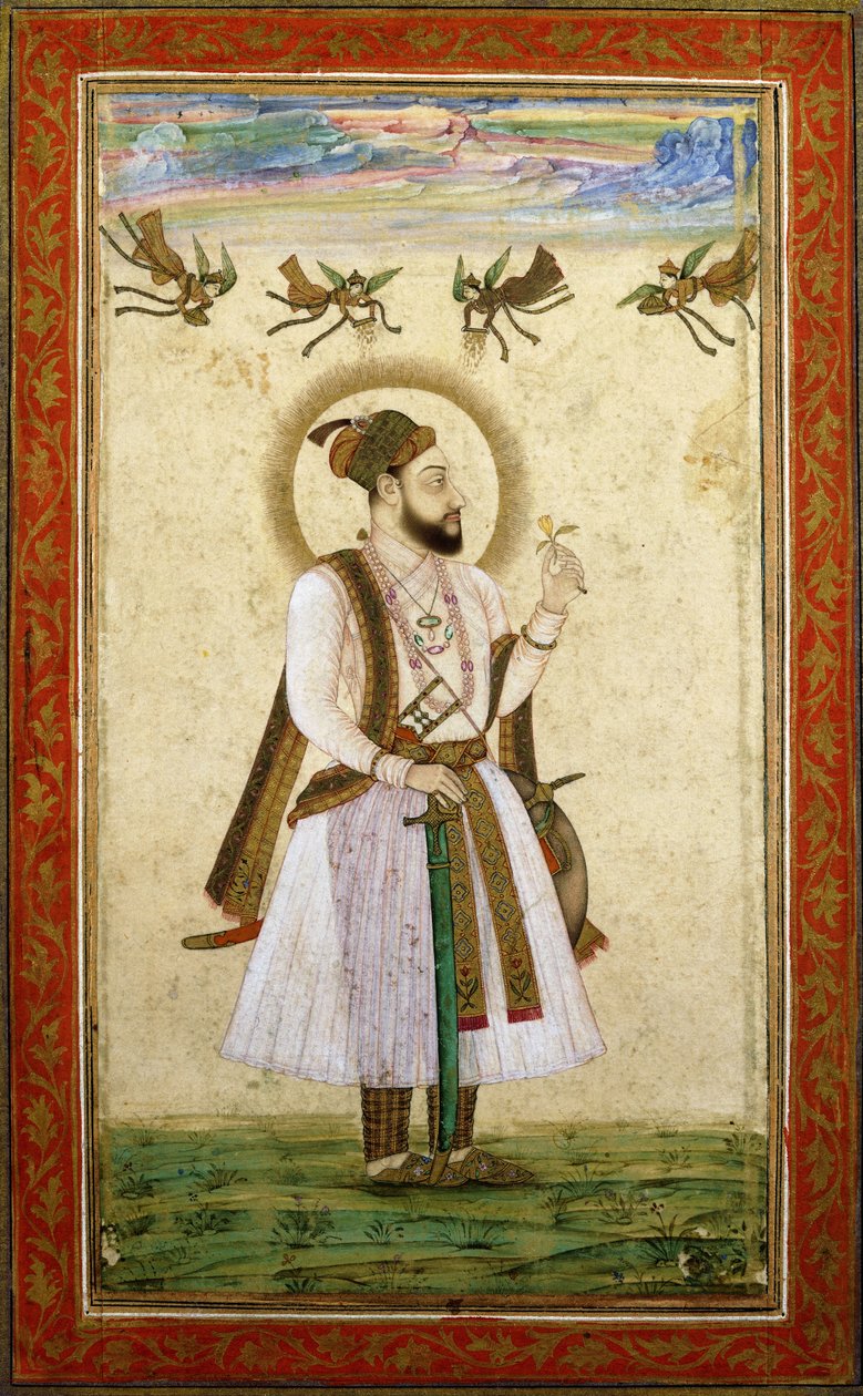 صورة لمحمد عادل شاه الثاني حوالي عام 1650 (ألوان مائية وطلاء ذهبي على ورق) بواسطة المدرسة الهندية