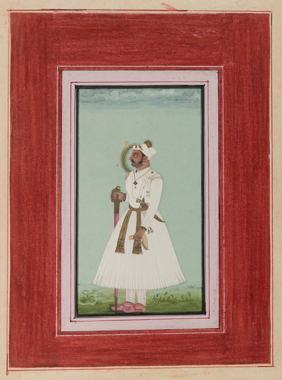 صورة لراو فير سينغ ، 1780-1790 (مرحاض غير شفاف وذهب على ورق) بواسطة المدرسة الهندية