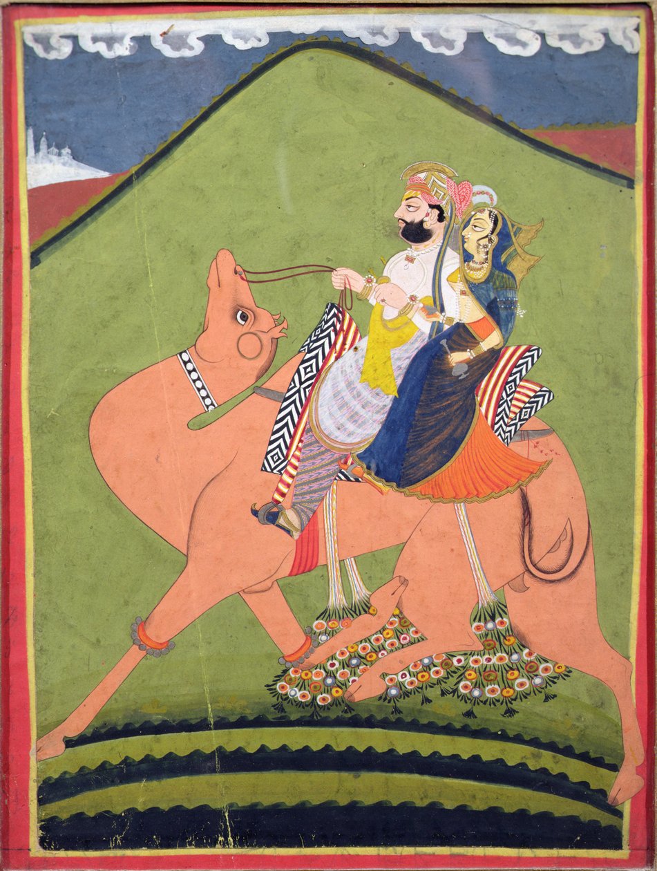 صورة لسليم سينغ من بوكاران ، يركب جملاً مع راني ، جودبور ، c.1810-20 بواسطة المدرسة الهندية