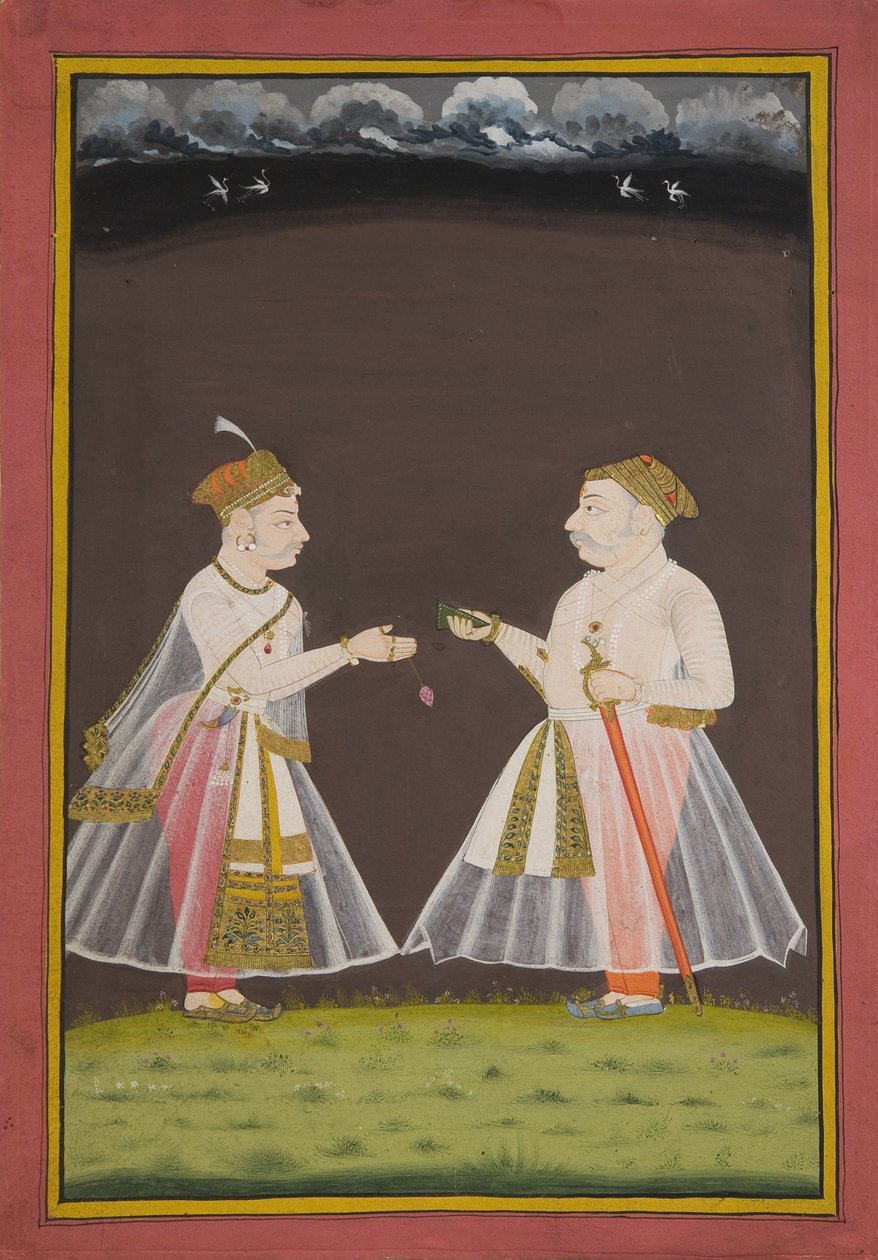 ربما صورة لرانا راج سينغ من أودايبور (1661-81) تقدم عمومًا لأحد النبلاء ، 1820 بواسطة المدرسة الهندية