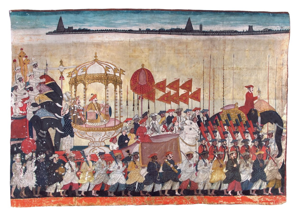 راو تولجاجي في بروكسيوس ، 1775 ج (مرحاض غير شفاف وذهب على ورق) بواسطة المدرسة الهندية