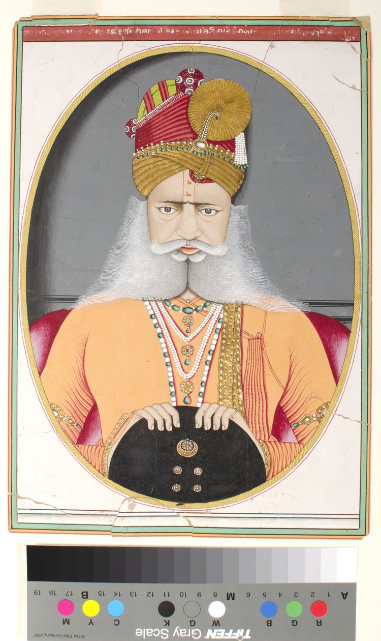Sardar Singh, c.1870 (opaque watercolor & gold on paper) بواسطة المدرسة الهندية