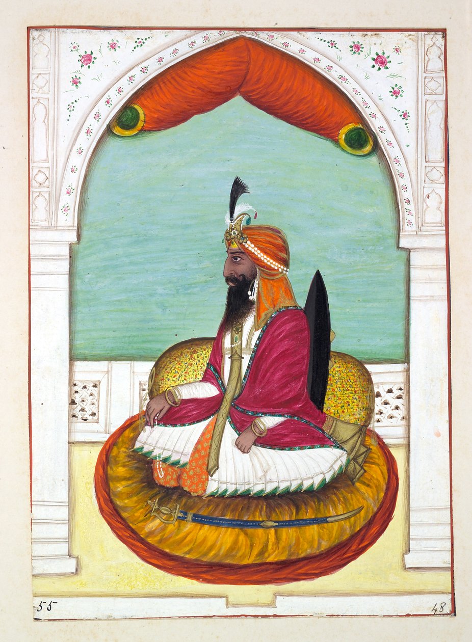 Sirdar Fatteh Khan (Iowana) ، من مملكة البنجاب ، حكامها ورؤساءها ، المجلد الثاني ، مجلد من 30 دراسة بالألوان المائية لفنان هندي غير معروف ، c.1840 (مرحاض على ورق) بواسطة المدرسة الهندية