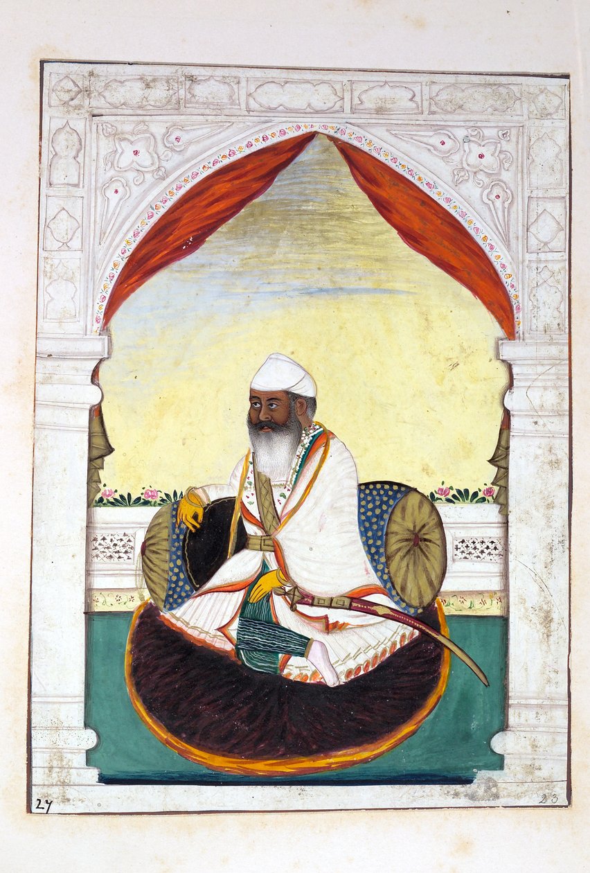 Sirdar Gurmukh Singh Bhai ، من مملكة البنجاب ، حكامها ورؤسائها ، المجلد الثاني ، مجلد من 30 دراسة مائية بالألوان المائية لفنان هندي غير معروف ، c.1840 (مرحاض على ورق) بواسطة المدرسة الهندية