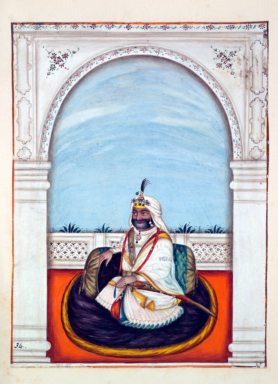Sirdar Lehna Singh (Majithia) ، من مملكة البنجاب ، حكامها ورؤساءها ، المجلد الثاني ، مجلد من 30 دراسة بالألوان المائية لفنان هندي غير معروف ، c.1840 (مرحاض على ورق) بواسطة المدرسة الهندية