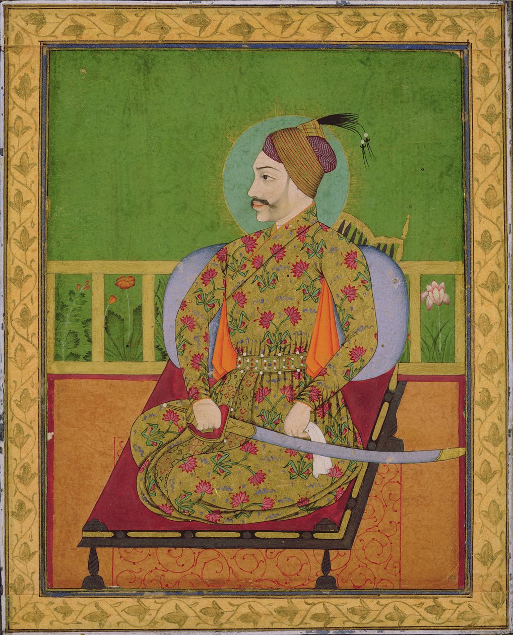 سلطان عبد الله قطبشة من غولكوندا (Reg.1626-72) ديكان ، موغال ، 1640 (غواش بالذهب والفضة على الورق) بواسطة المدرسة الهندية