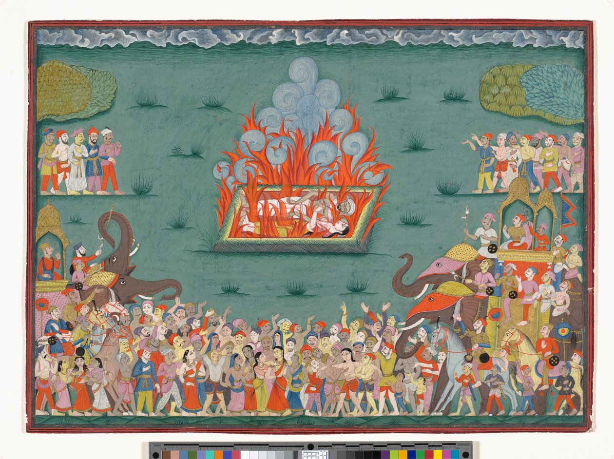 ساتي راماباي ، زوجة مادهافراو بيشوا ، حوالي 1772-75 (ألوان مائية وذهبية على ورق) بواسطة المدرسة الهندية