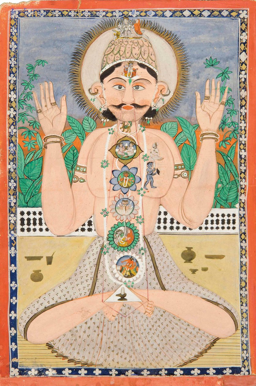 الجسم الخفي والشاكرات ، تلال البنجاب ، c.1850 بواسطة المدرسة الهندية