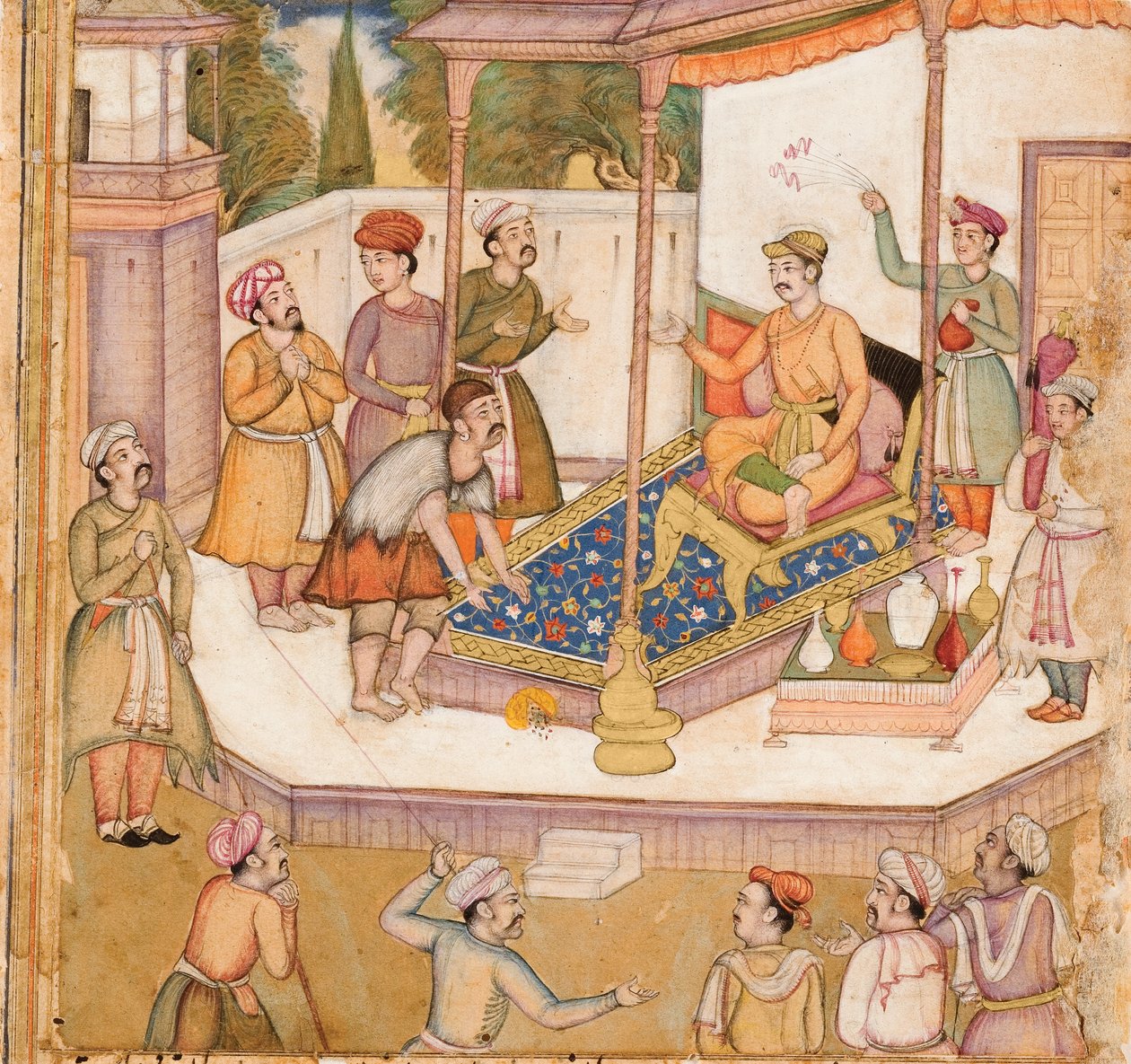 الرجاء الذي طلب منه ضيفه 500 دينار يومياً ، ص 1585 (مرحاض غير شفاف وذهب على ورق). بواسطة المدرسة الهندية