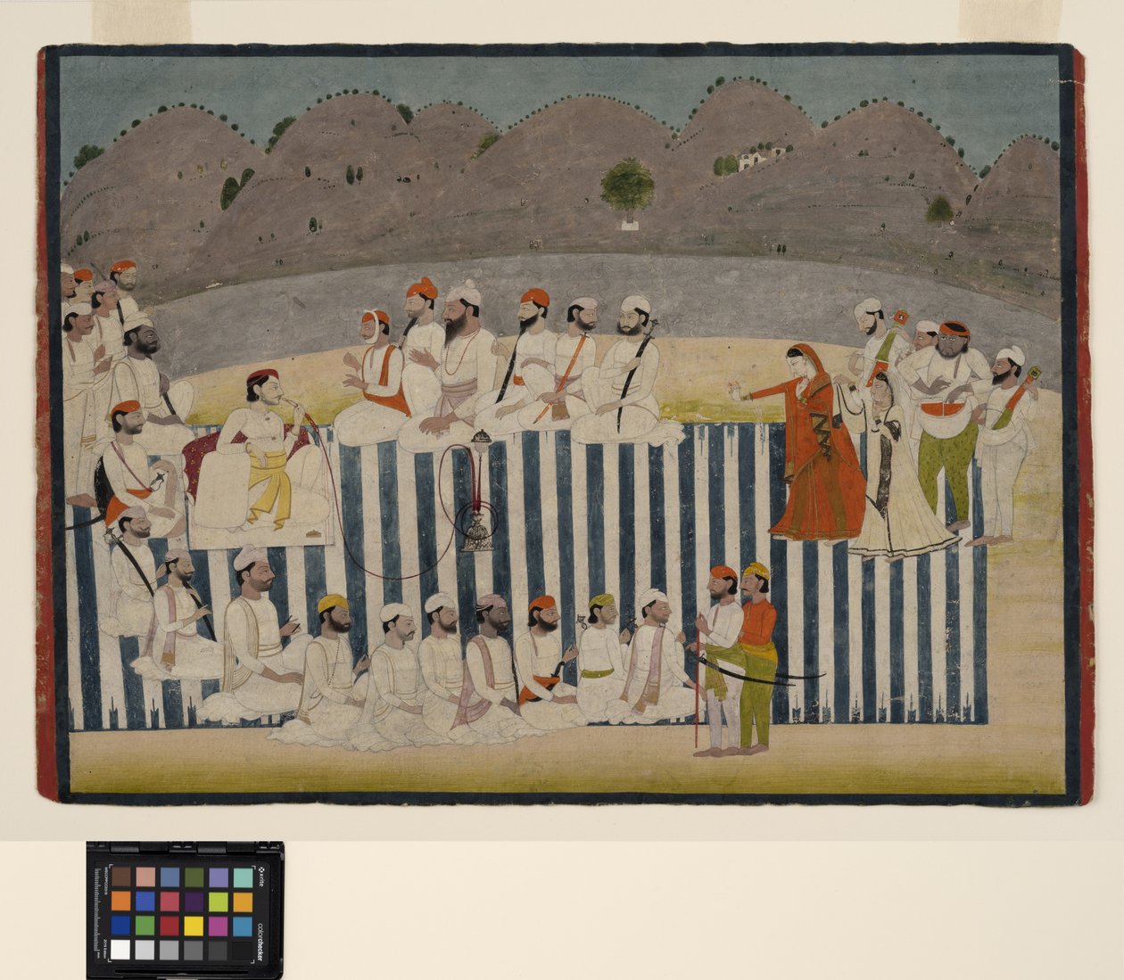ابن بهادور سينغ يشاهد نوتشًا ، حوالي 1800 (ألوان مائية غير شفافة وذهبية على ورق) بواسطة المدرسة الهندية