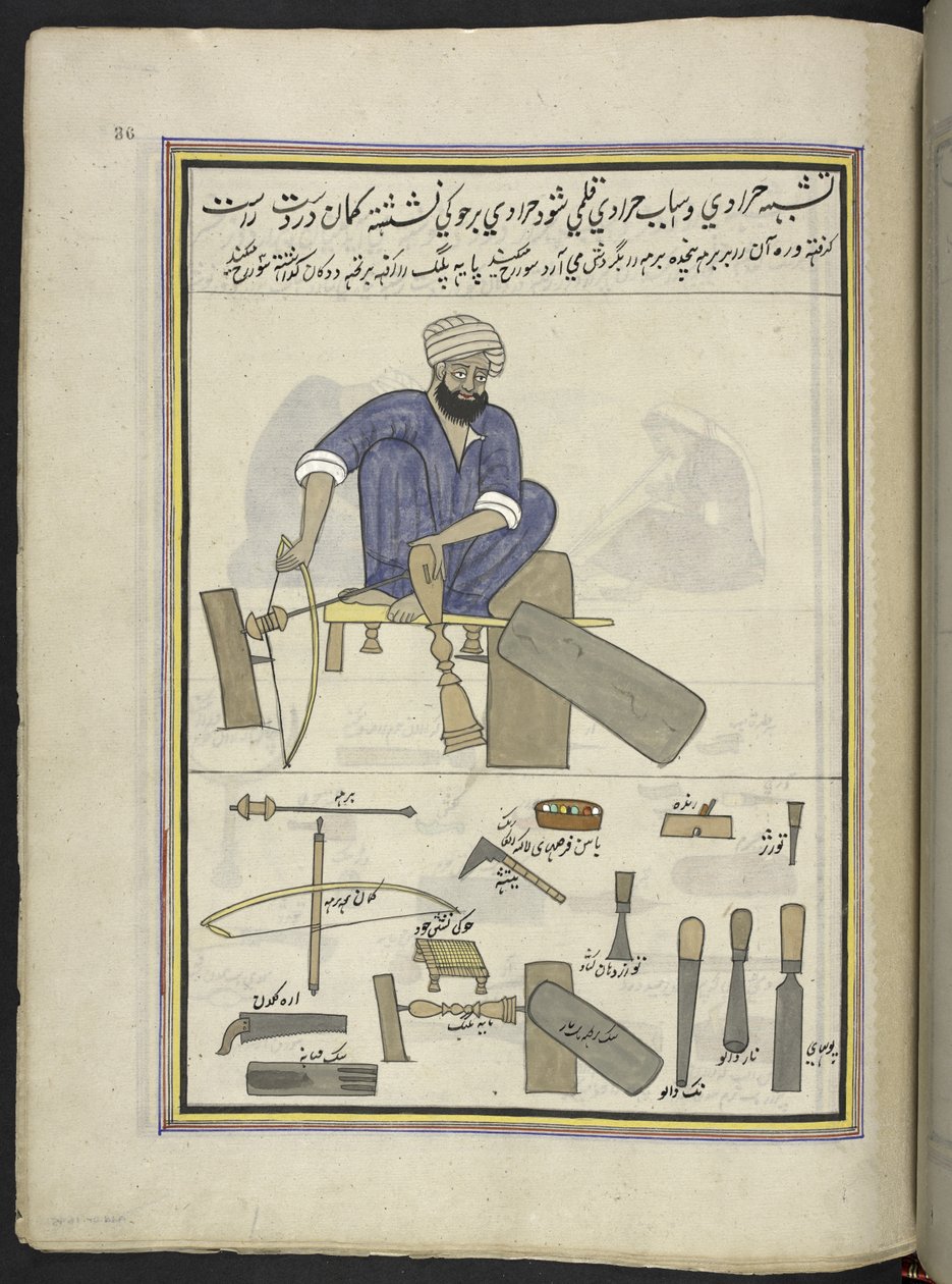 تيرنر ،  86 رسماً مجلداً في مجلد يصور الحرف والمهن في كشمير ، يظهر الحرفيون في العمل بأدواتهم ومعداتهم ،  بواسطة فنان من كشمير ، ربما في سريناغار ، حوالي 1850-60 (غواش على ورق) بواسطة المدرسة الهندية