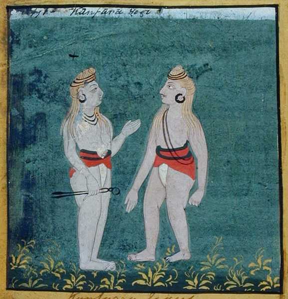 اثنان من انقسام الأذنين (كامبات) يوغي ، متسولون دينيون ، أودايبور ، حوالي 1810-20 (جواش على ورق) بواسطة المدرسة الهندية