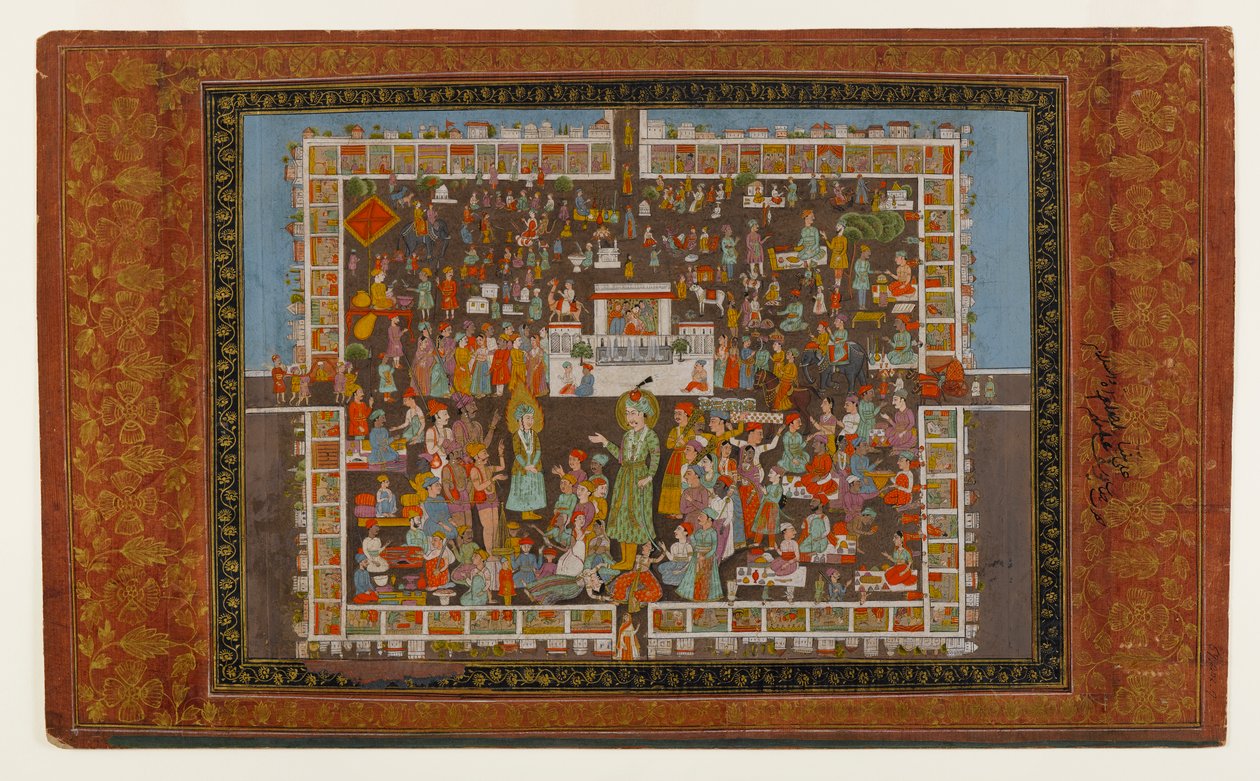 يوسف وزليخة ، 1875-1900 (مرحاض غير شفاف وذهب على ورق) بواسطة المدرسة الهندية
