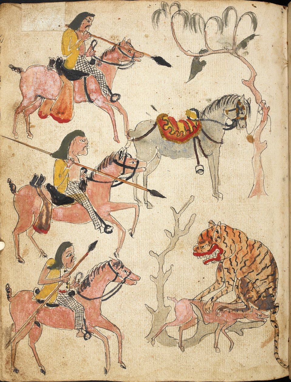 "Pemburuan" ، صياد ، تصوير من "Serat Damar Wulan" أو "The Romance of Damar Wulan" (قلم حبر مع ألوان مائية على ورق) بواسطة المدرسة الاندونيسية