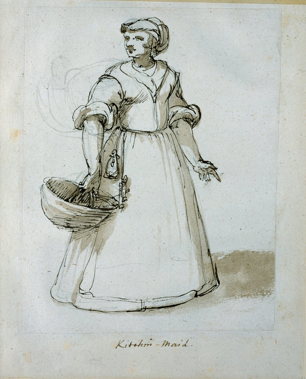 A kitchen maid (pen & ink on paper) بواسطة إنيجو جونز