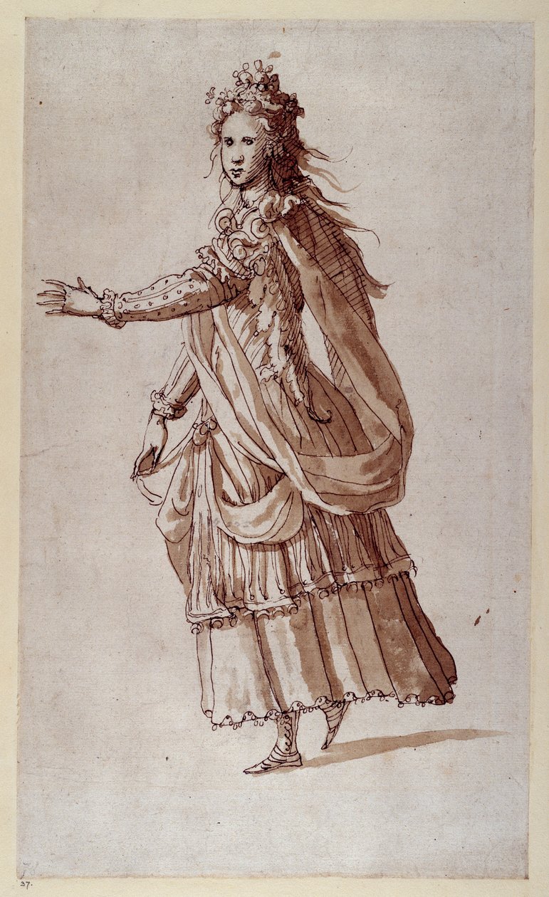 A lady as a Naiad (pen & ink on paper) بواسطة إنيجو جونز