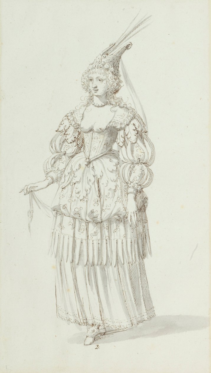 Chloris: alternative sketch for Henrietta Maria, c.1631 (pen & ink on paper) بواسطة إنيجو جونز
