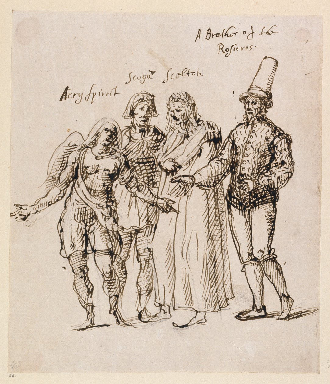 Johphiel, Merefool, Skelton and Scogan, c.1625 (pen & ink on paper) بواسطة إنيجو جونز