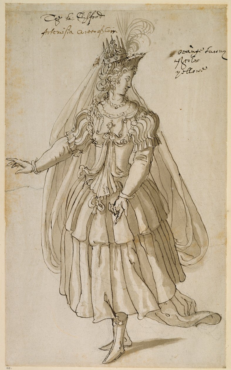 Queen Artemisia, c.1609 (pen & ink on paper) بواسطة إنيجو جونز