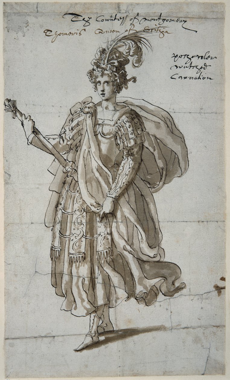 Queen Tomyris of the Massagetai, c.1609 (pen & ink on paper) بواسطة إنيجو جونز