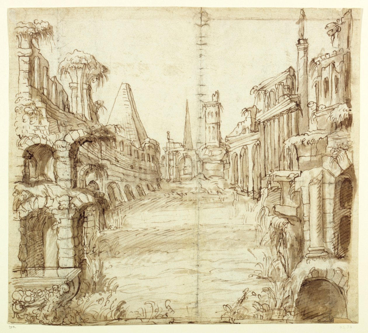 The Fallen House of Chivalry, c.1610 (pen & ink on paper) بواسطة إنيجو جونز