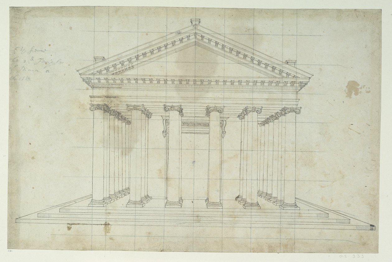 The Second Temple of Diana, c.1635 (pen & ink on paper) بواسطة إنيجو جونز