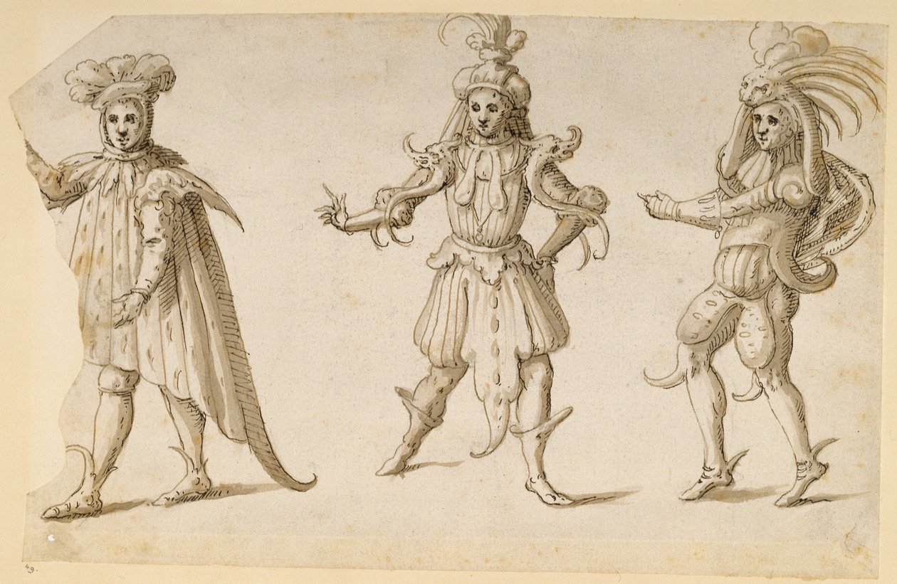 Three Fays, c.1611 (pen & ink on paper) بواسطة إنيجو جونز