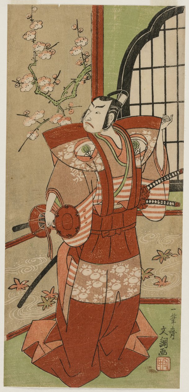 Onoe Kikugogo I مثل Izumi no Saburo في مسرح Ichimura ، 1769. بواسطة إيبيتسوساي بانشو