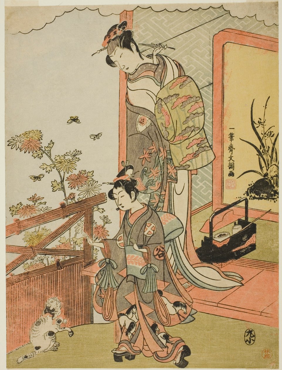 الممثل Onoe Matsusuke I بدور Oiso no Tora (؟) (يمين) ، وأوتاني تانيجي (يسار) بواسطة إيبيتسوساي بانشو