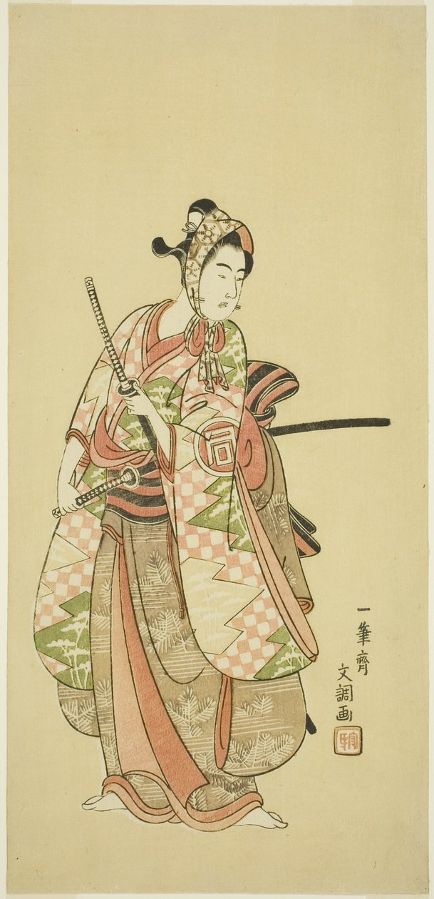 الممثل Sanogawa Ichimatsu II في زي شاب عصري (Wakashu) بواسطة إيبيتسوساي بانشو