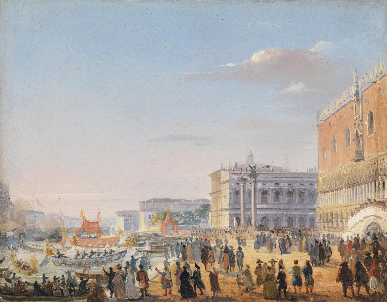 وصول الإمبراطور فرانز جوزيف والإمبراطورة إليزابيث من النمسا إلى البندقية عام 1856 بواسطة إيبوليتو كافي